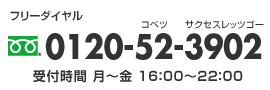 お問合せ：フリーダイヤル0120-52-3902　受付時間：月〜金 16:00〜22:00